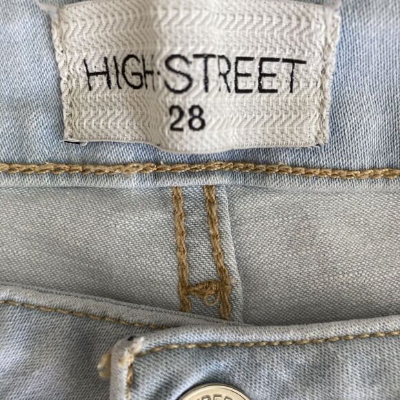 High Street Jeans Womens 28 Distressed Light Wash Blue Stretch - Picture 3 of 10